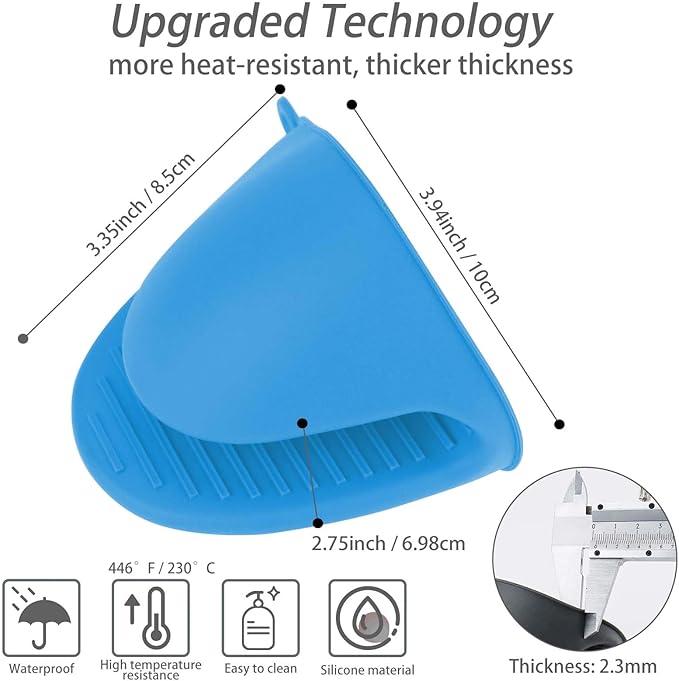 NEPAK 2 Pairs Oven Mitts Heat Resistant, Mini Silicone Oven Gloves, Pinch Grips - Image 2