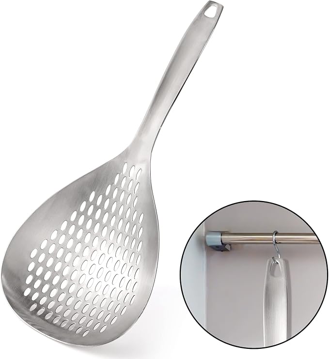 2 Pack Skimmer Slotted Spoon, 13.6 Inch Large Stainless Steel Skimmer Ladle - Image 4