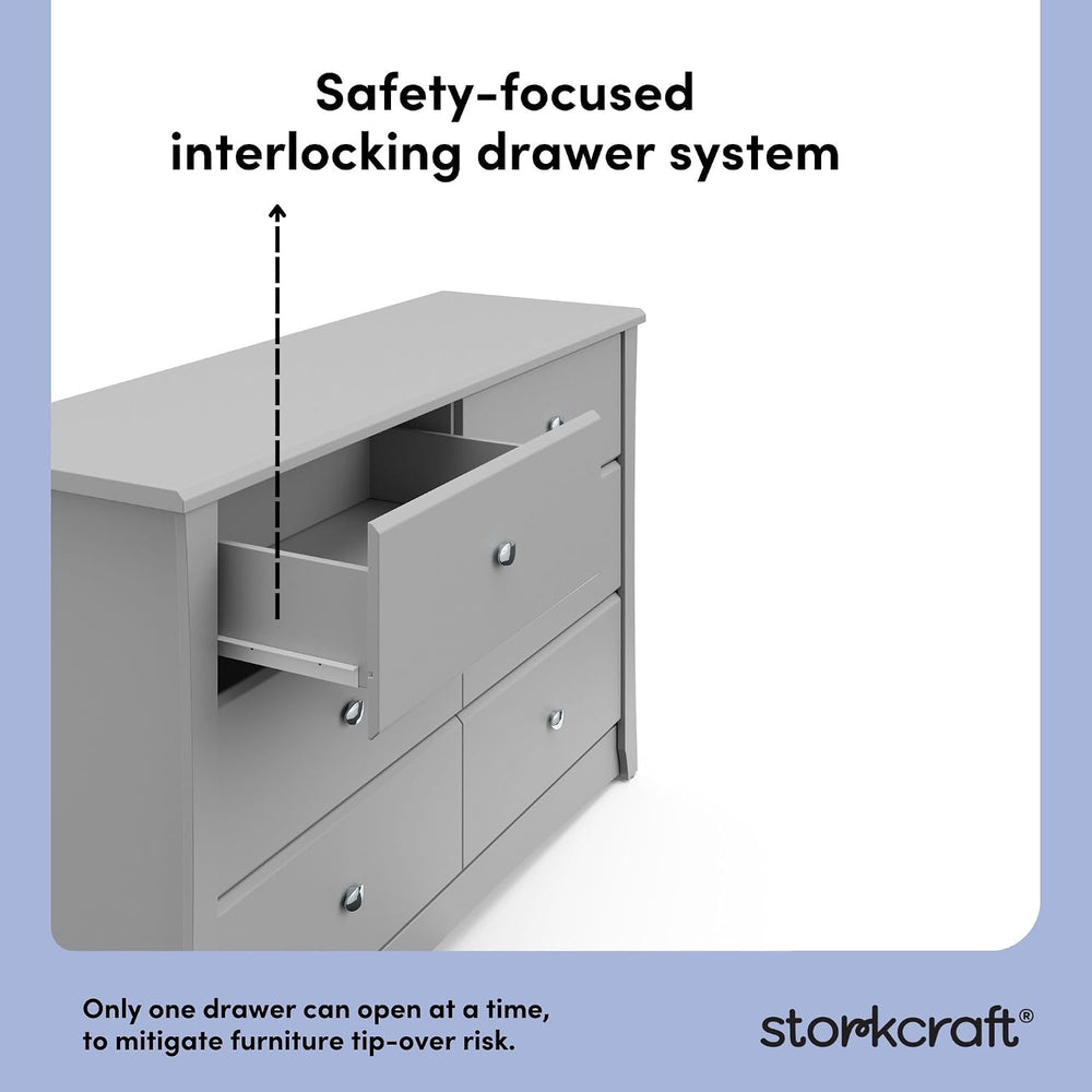 Storkcraft Crescent 6-Drawer Dresser, Pebble Gray