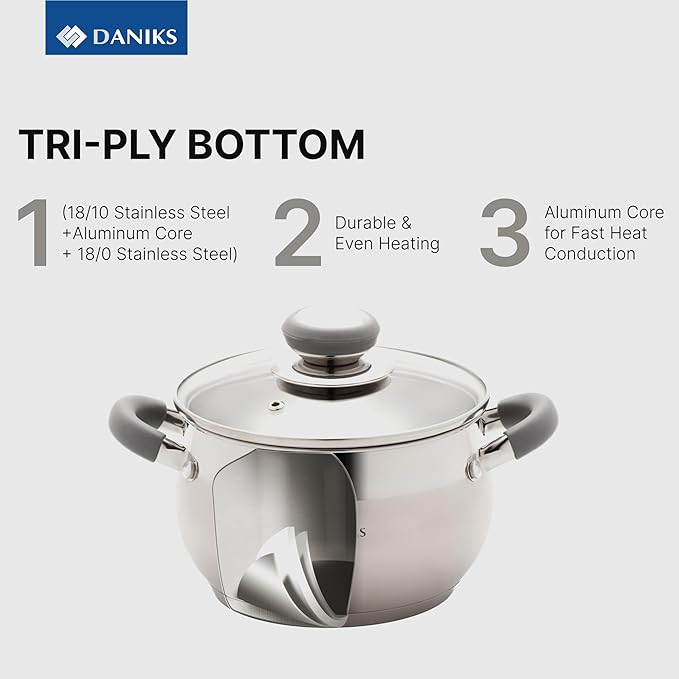 Daniks Modern 10-Piece Stainless Steel Cookware Set - Image 5