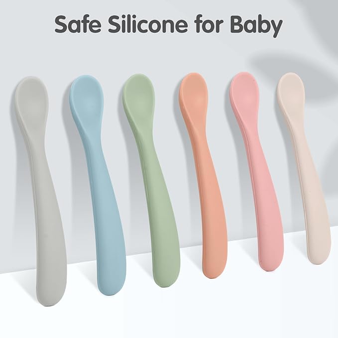 Eascrozn 6 Pack Silicone Baby Spoons, Baby Spoons Self Feeding 6 Months+ - Image 5
