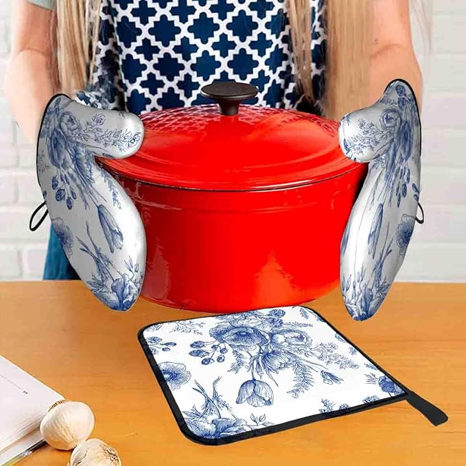 LOKMU Oven Mitts and Pot Holders Set of 3, Kitchen Decor Gifts - Image 6