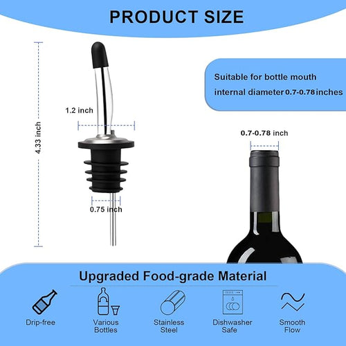 6PCS Liquor Bottle Pourers, Stainless Steel Olive Oil Spouts, Bottle Pourers - Image 2