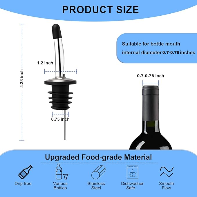 2PCS Stainless Steel Pourers, Speed Liquor Bottle Pourer, Olive Oil and Vinegar - Image 2