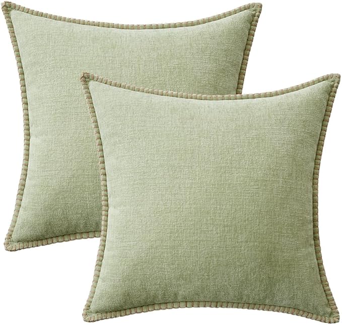 MIULEE Pack of 2 Couch Throw Pillow Covers 16x16 Inch Light Green Farmhouse - Image 6