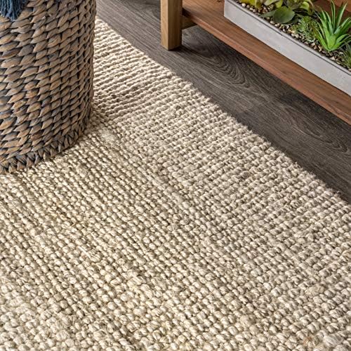 JONATHAN Y Pata Hand Woven Chunky Jute Light Ivory Indoor Area Rug, 3x5, Bohe...
