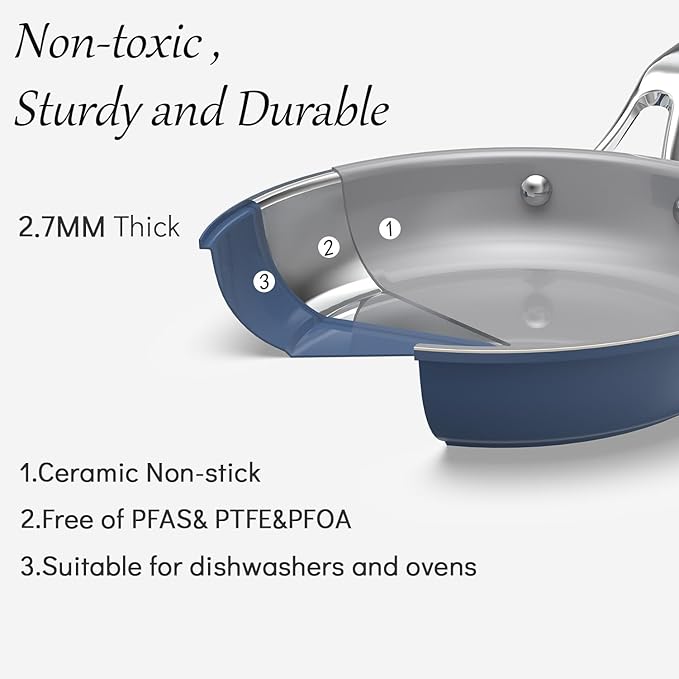 10-Inch Ceramic Non-Stick Cookware Set, 8-in-1 Multifunctional Cookware - Image 2