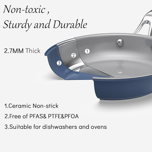 10-Inch Ceramic Non-Stick Cookware Set, 8-in-1 Multifunctional Cookware - Image 2