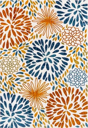 nuLOOM Monique Blue Floral & Paisley Indoor/Outdoor Area Rug, 8' Square