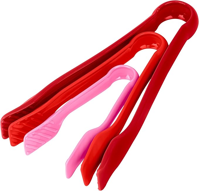 DecorRack 3 Pcs 6” x 8” x 10” Multi Colored Plastic Tong Set, 3 Pack Durable by DecorRack