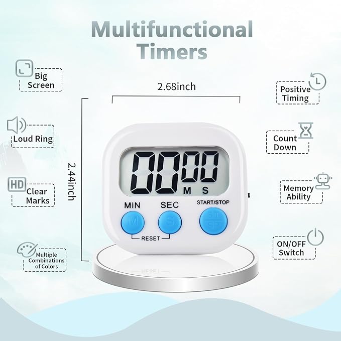 6 Pack Digital Kitchen Timer Magnetic Digital Timer - Image 2