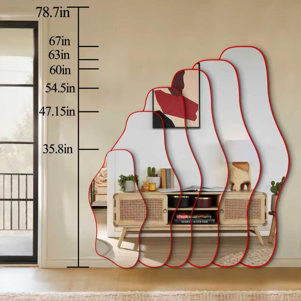 54.5"x24" Irregular Wall Mirror, Asymmetrical Frameless Mirror