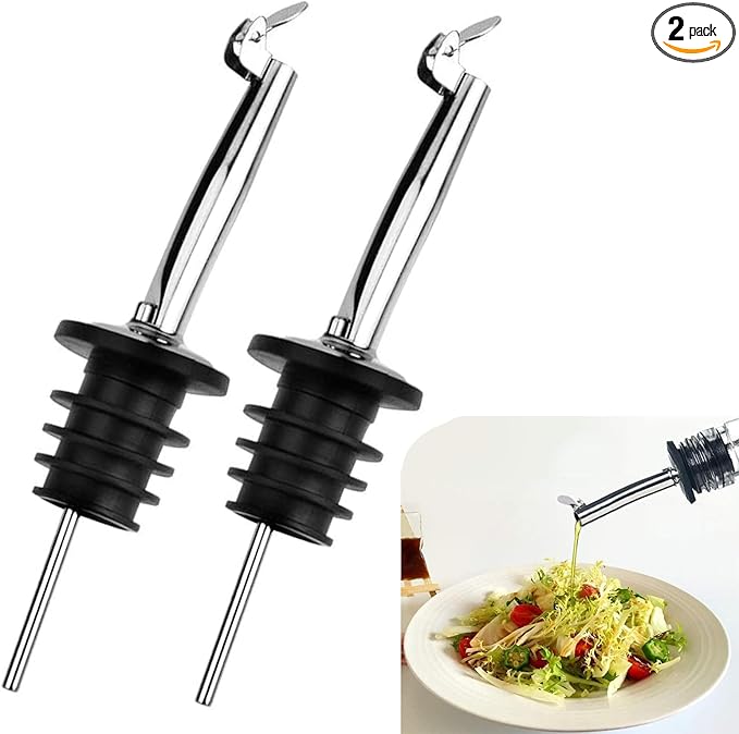 2 Pack Oil Spout with Flip Top, Olive Oil Dispenser Spout, Liquor Bottle Pourer by Pafusen