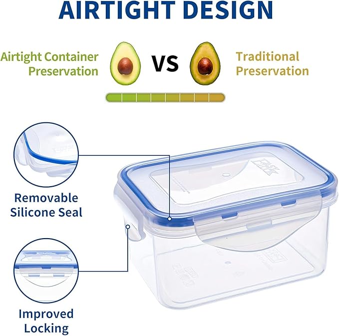 KIGI Small Food Storage Containers, 4-Sided Locking Airtight Lids, BPA-Free - Image 3