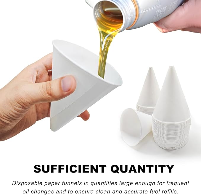 DXNQ 60PCS Disposable Engine Oil Funnels, Paper Cone Funnel Motor Oil Funnel - Image 5