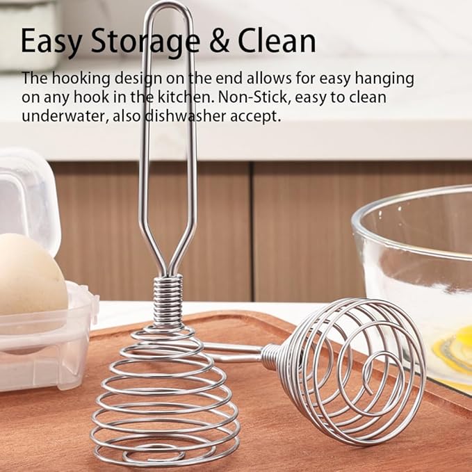 Stainless Steel Spring Coil Whisk 1 Pack, Wire Whip Egg Beater, Kitchen - Image 5