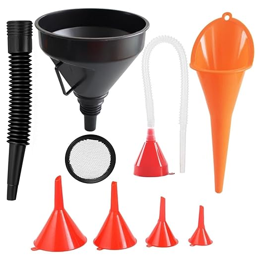 Oil Funnel for Automotive Use, Plastic Oil Change Funnels Set Large Flexible by SEPSCO