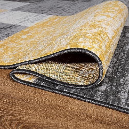Rugshop Geometric Boxes Oslo Modern Living Room Area Rug Yellow 7'10&quot...