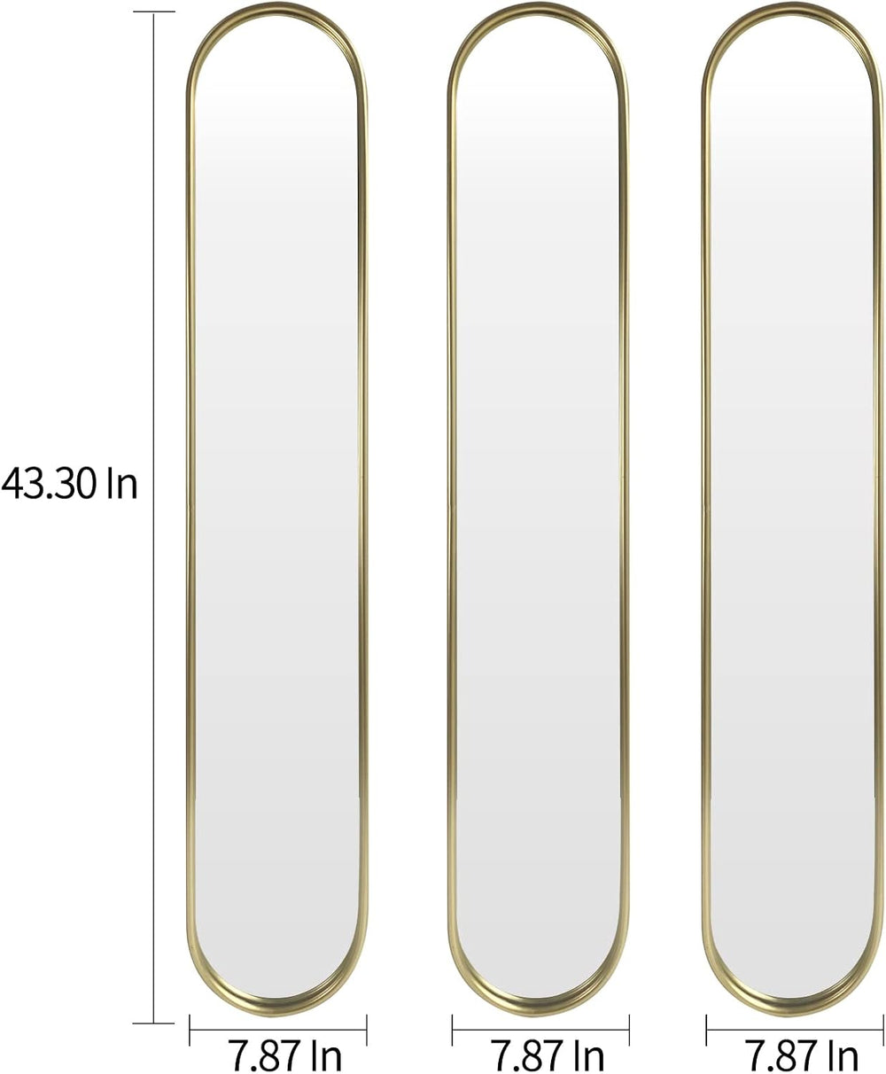 OUSHUAI Gold Tall Mirror,Narrow Capsule Long Mirrors with Metal Frame for Ent...