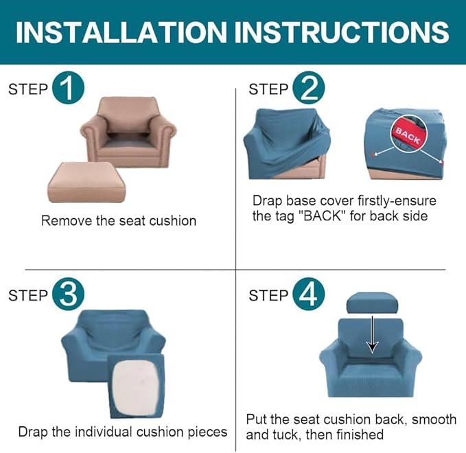 Turquoize 2 Piece Chair Covers Chair Slipcovers - Image 6