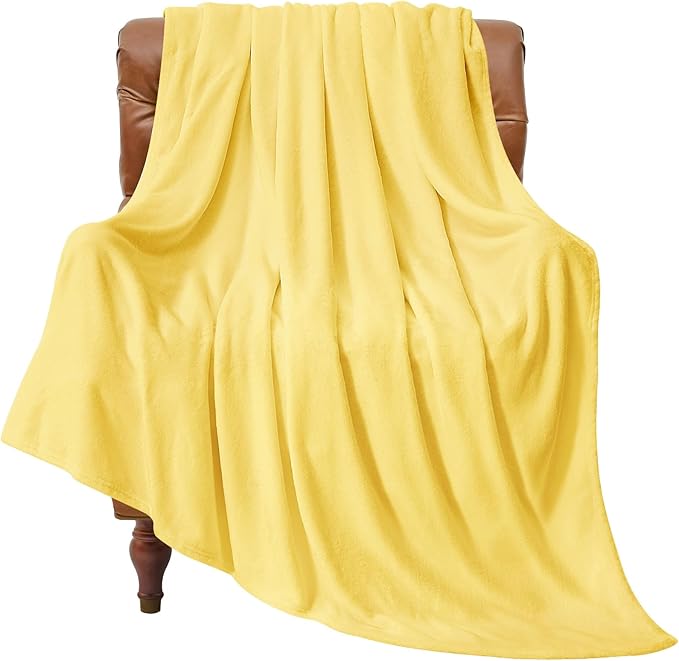 BEDELITE Fleece Blanket Light Yellow Throw Blankets by BEDELITE