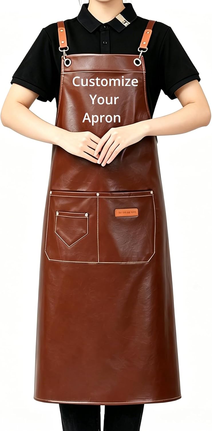 Taidven Custom Personalized Aprons for Men Women, Kitchen Chef Cooking Aprons with Pockets, Customized Aprons for Adults Kids, Multiple Styles Colors Materials