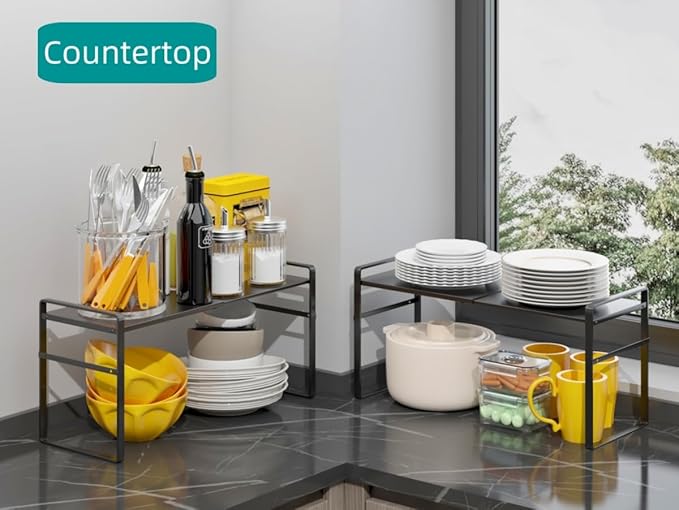 Expandable Cabinet Shelf Organizer Riser