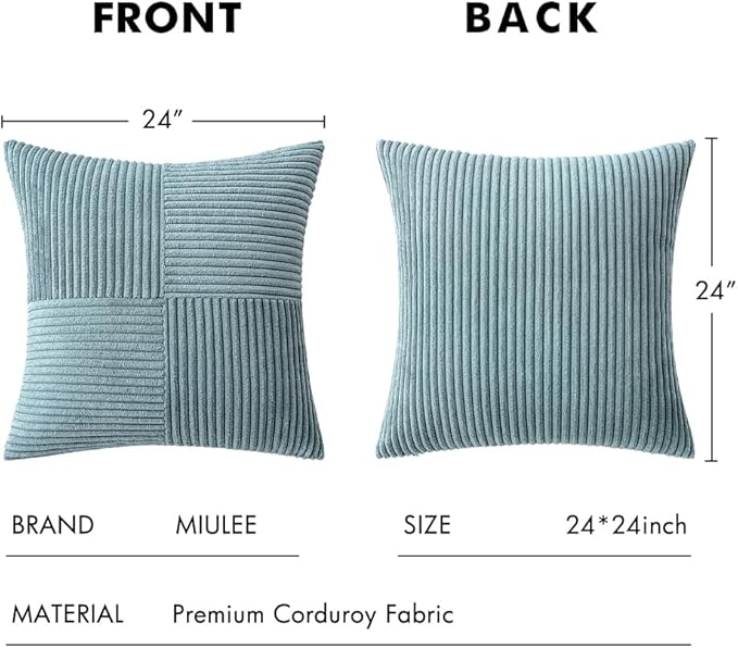 MIULEE Sky Blue Decorative Euro Sham Pillow Covers 24x24 Inch - Image 6