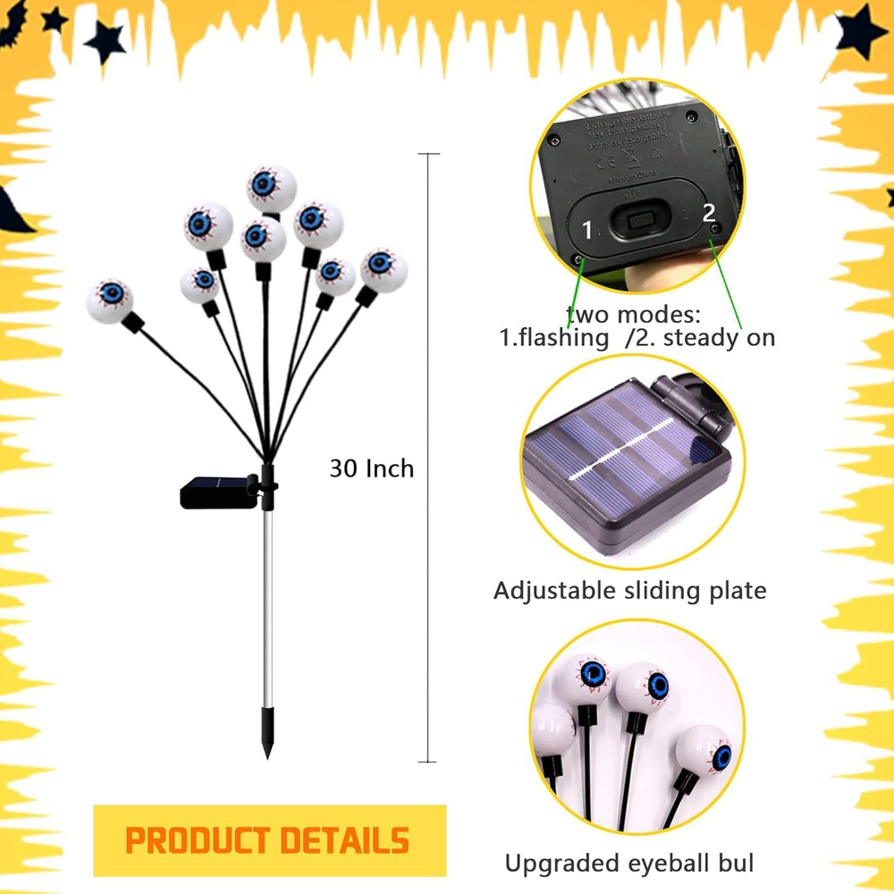 KBG Halloween Decorations Outdoor Solar Scary-Eyeball Lights, 6Pack 48LEDs Gr...