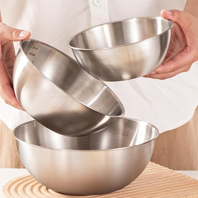 Stainless Steel Salad Bowls Set of 2 Mixing Bowl - Image 7