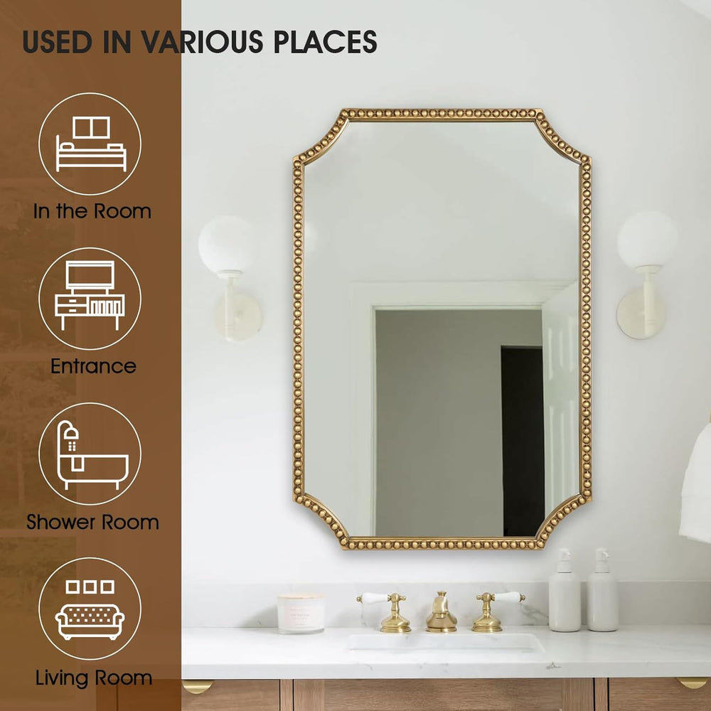 24"x36" Mirror for Wall, Scalloped Corners Rectangle Decorative Mir...
