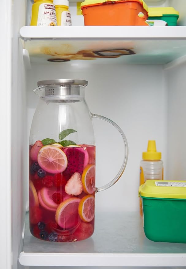 80 Ounces Glass Pitcher with Lid, Hot/Cold Water Jug, Juice and Iced Tea - Image 8