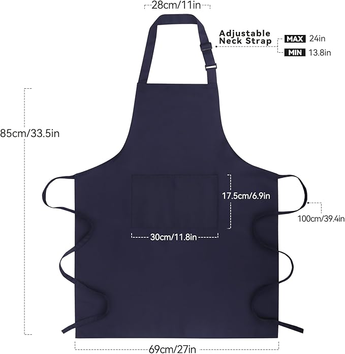 Large Chef Apron for Men and Women, Cooking Kitchen Aprons - Image 2
