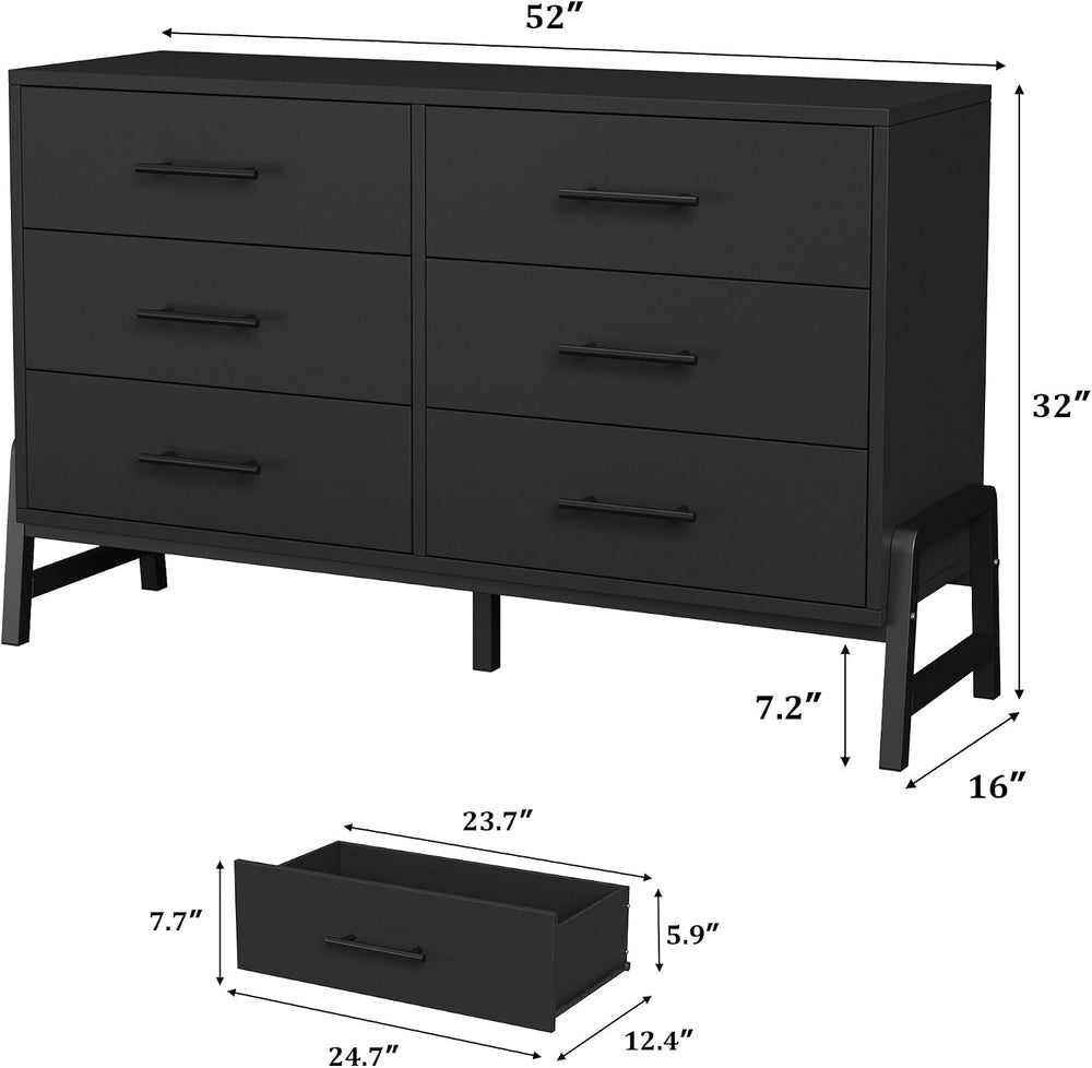 Garvee 6 Dresser for Bedroom, 52 in Wide Drawer with Large Storage Space, Fre...