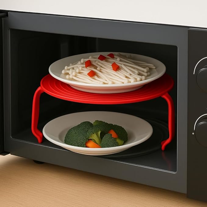 Microwave Multipurpose 4 in 1 Tray Stand Rack Splatter Guard Carry Tray - Image 2