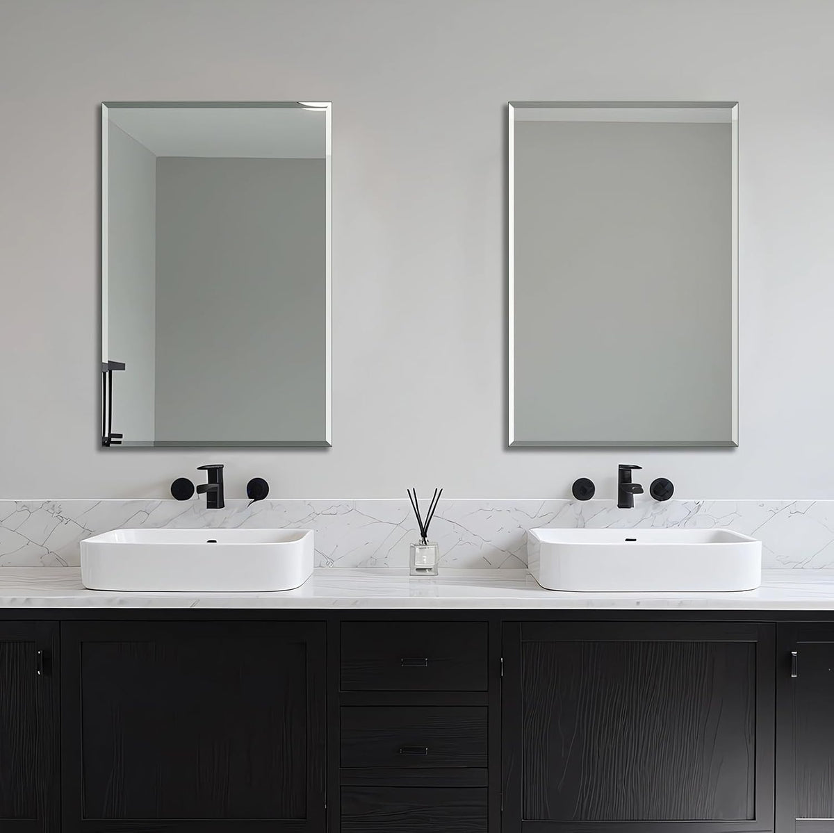 24"x36" bathroom vanity mirror for over sink, frameless shown in use