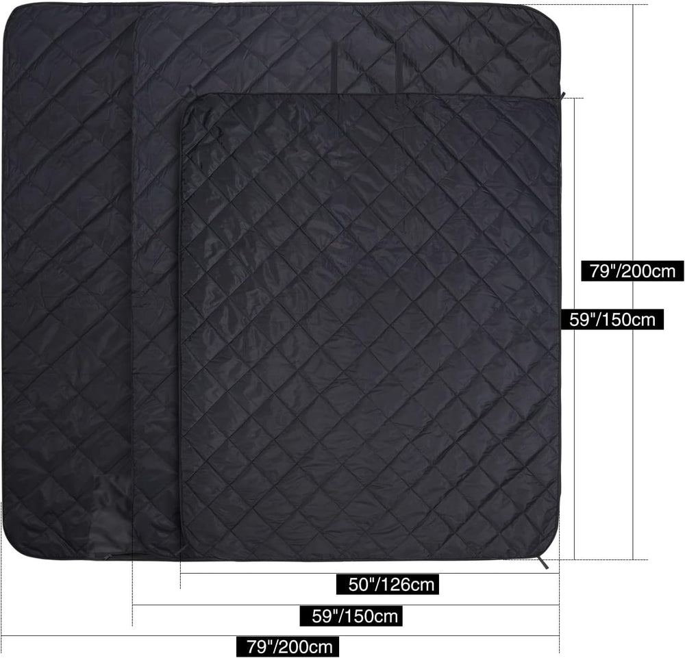 REDCAMP Large Camping Blanket with Sherpa Lining, Black 79"x59"