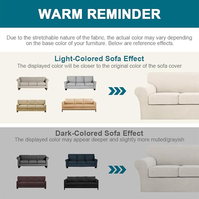 Turquoize 4 Piece Sofa Covers for 3 Cushion Couch Sofa Slipcover Soft Couch - Image 6