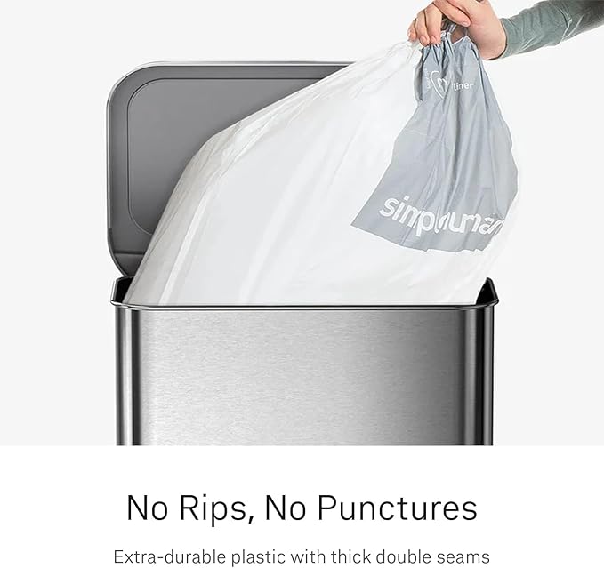 simplehuman Code P 100 Count Custom Fit Liners, Drawstring Kitchen Trash Bags - Image 3