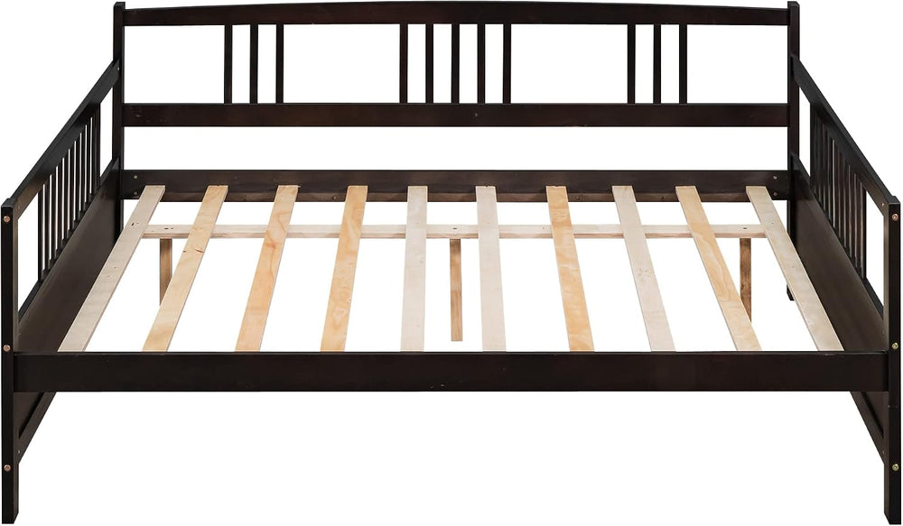 Harper & Bright Designs Corner Bed Frame Full Size with Rails, Modern Woo...