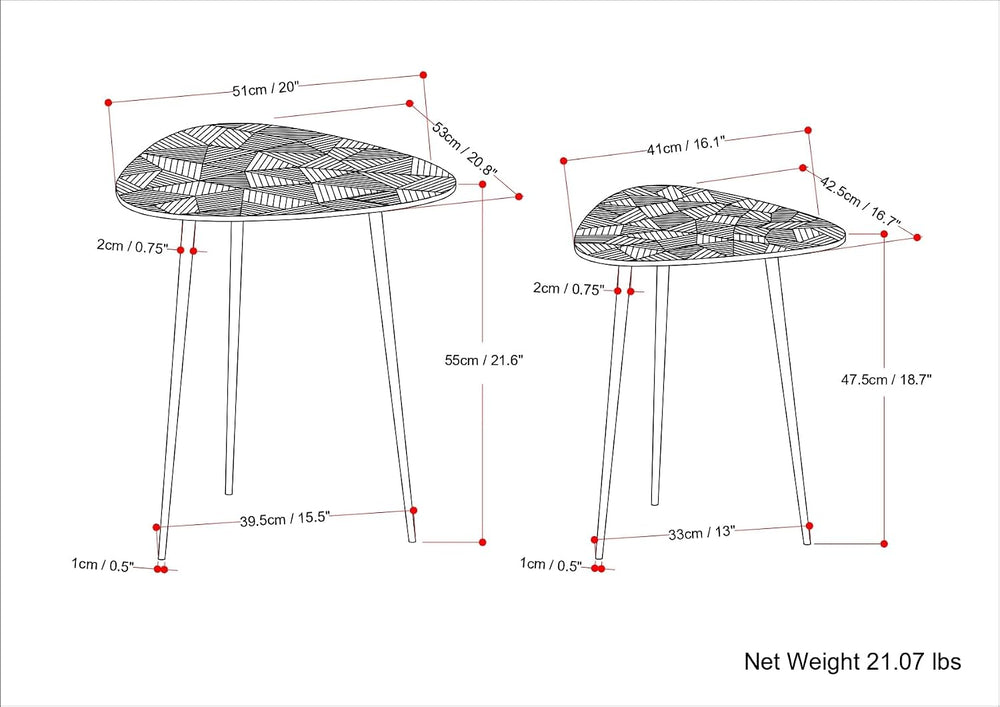 2 Pc Metal Nesting Table - Nickel with Gray, Iron, Living Room Tables | Handc...