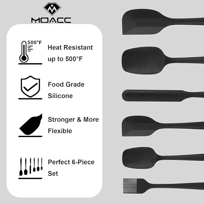 Silicone Spatulas Set of 6, Rubber Spoon Spatula Heat Resistant Spoonula One - Image 8