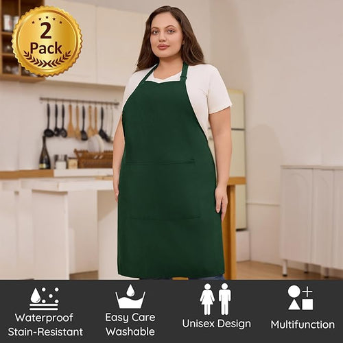 2 Pcs Plus Size Chef Apron, Unisex Professional Apron - Image 2