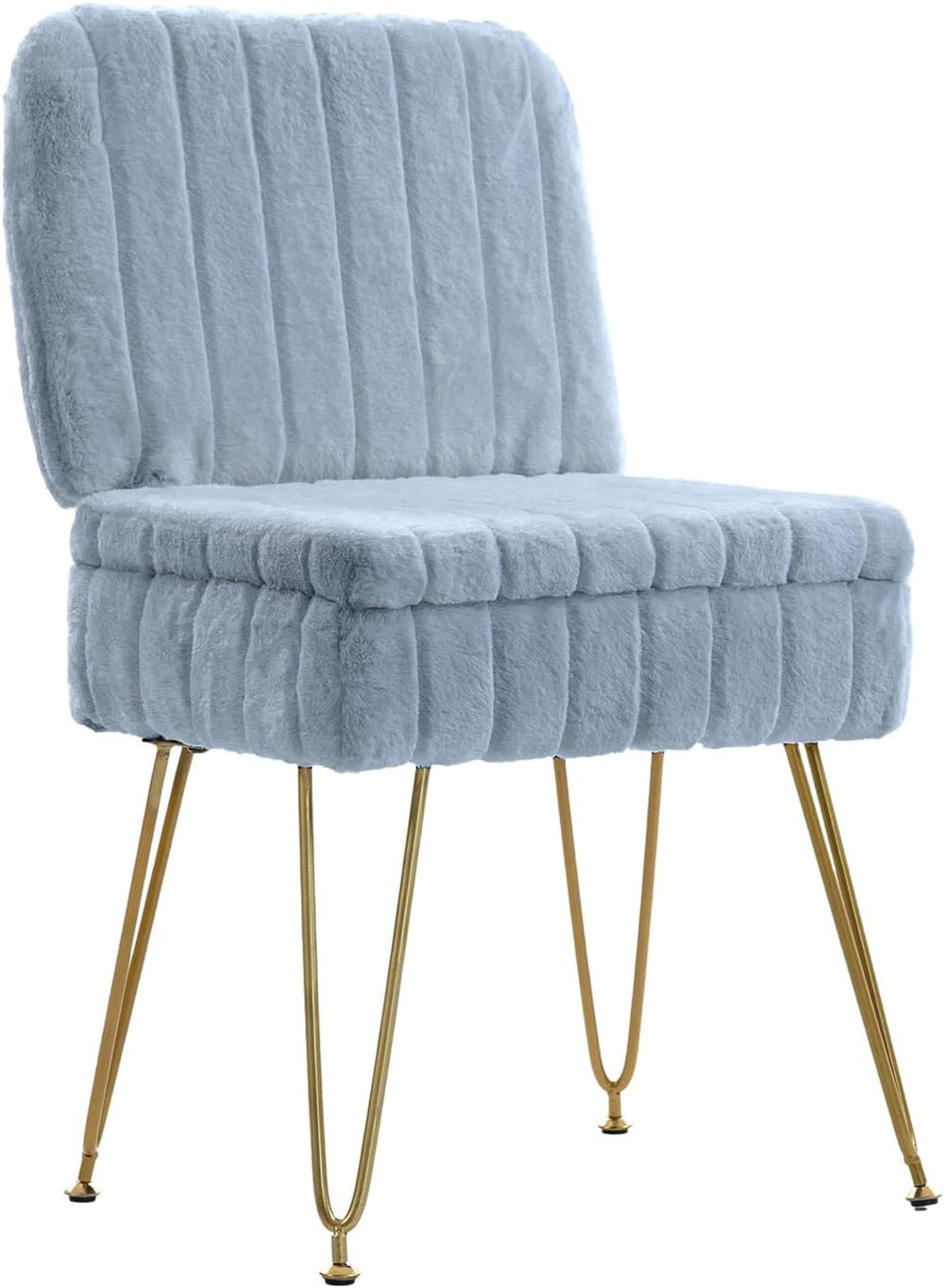 Vanity Chair with Storage | Comfy Ottoman with Folding Back