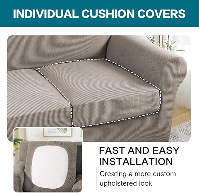 Turquoize 4 Piece Couch Covers for 3 Cushion Couch Sofa Pet Friendly Stretch - Image 5