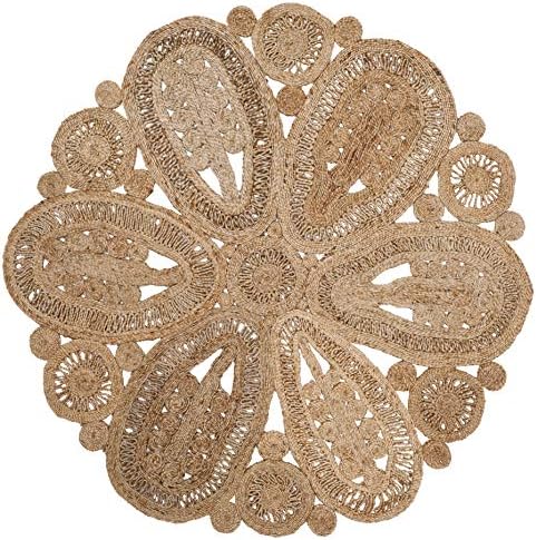 SAFAVIEH Natural Fiber Jute Round Rug 6', Boho Natural NF360A