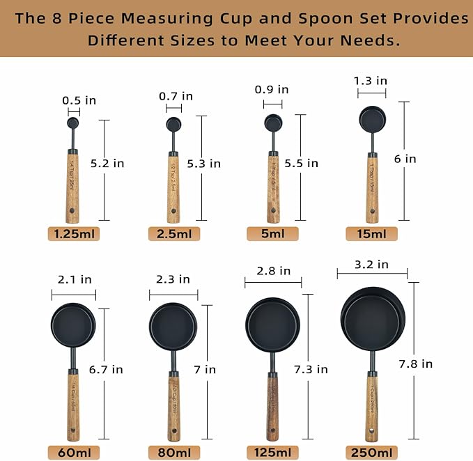 Measuring Cups and Spoons Set of 8, Stainless Steel Measuring Cup - Image 6