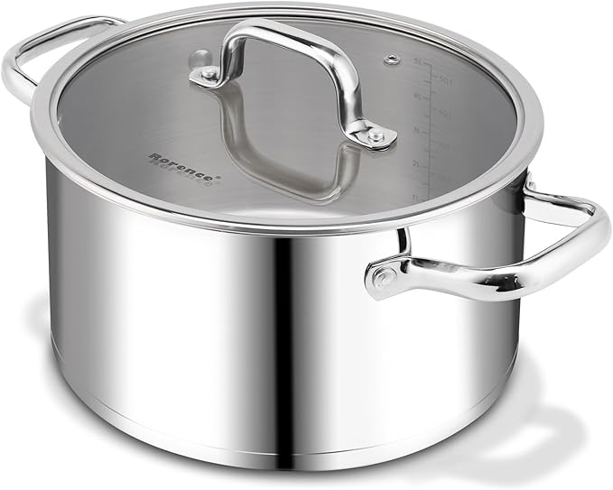 Rorence Stainless Steel Stock Pot, Tri-Ply Base Large Pot Induction Cooking Pot by Rorence
