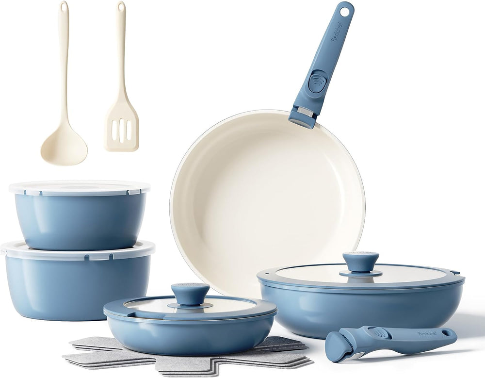Redchef 16pcs Ceramic Nonstick Pots and Pans Set, Kitchen Cookware Set