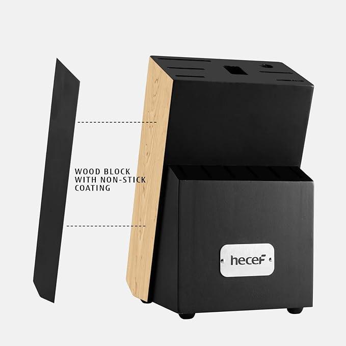 hecef Kitchen Knife Block Set, 14 Pieces Knife Set